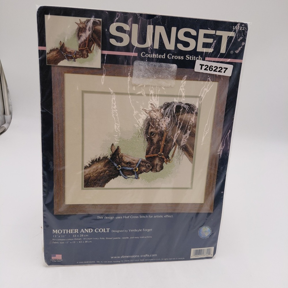 MOTHER & COLT cross stitch kit SUNSET Dimensions USA horses Fiber Art Craft